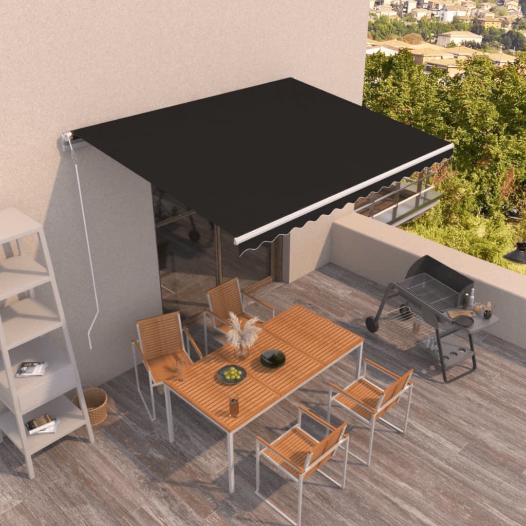 Toldo manual retráctil persiana LED crema 3,5x2,5m
