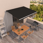 Toldo manual retráctil persiana LED crema 3,5x2,5m