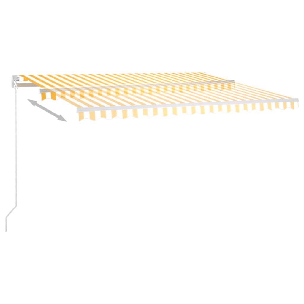 Toldo manual retráctil amarillo y blanco 450x350 cm