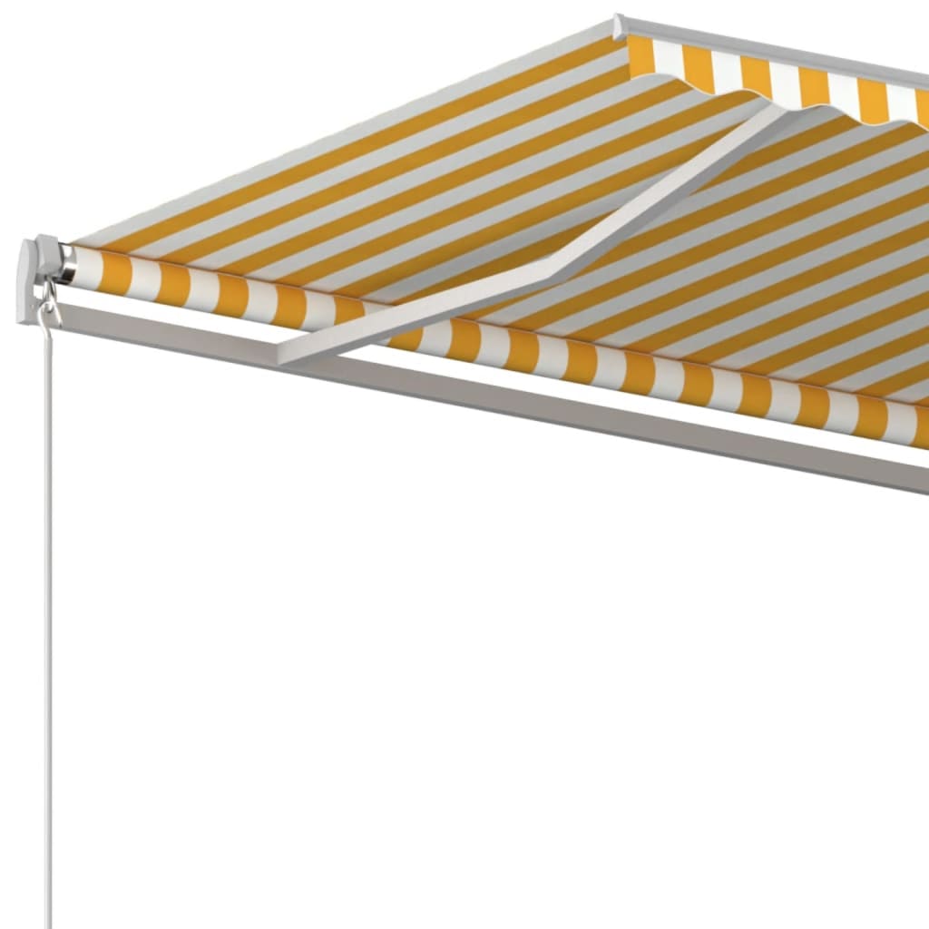 Toldo manual retráctil amarillo y blanco 450x350 cm
