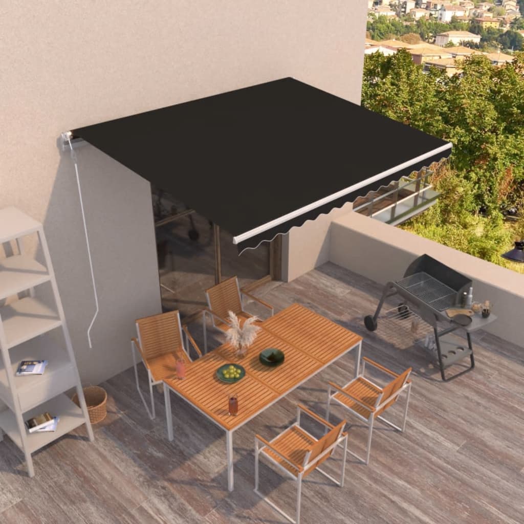Toldo manual retráctil persiana LED crema 3,5x2,5m