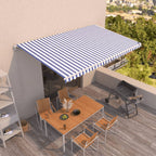 Toldo retráctil manual azul y blanco 400x300 cm