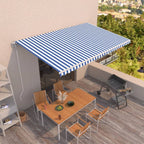 Toldo manual retráctil persiana LED crema 3,5x2,5m