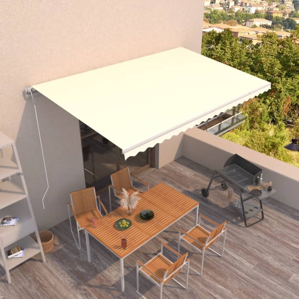 Toldo manual retráctil persiana LED crema 3,5x2,5m