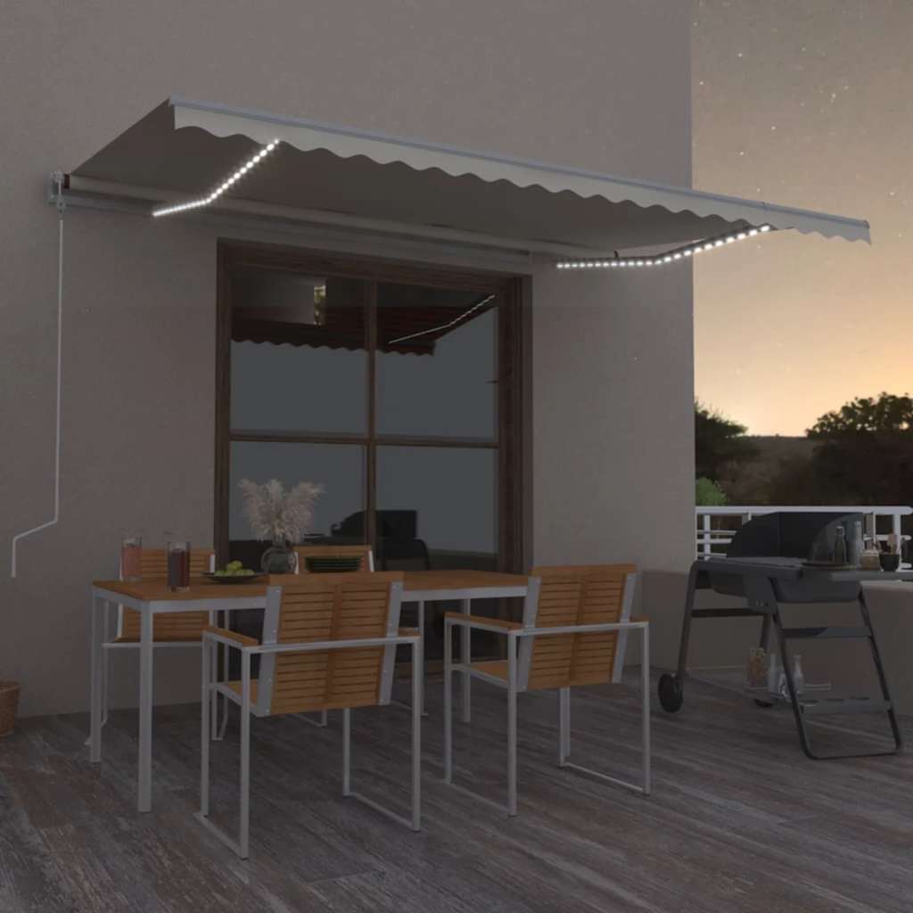Toldo automático con LED sensor de viento antracita 400x300 cm