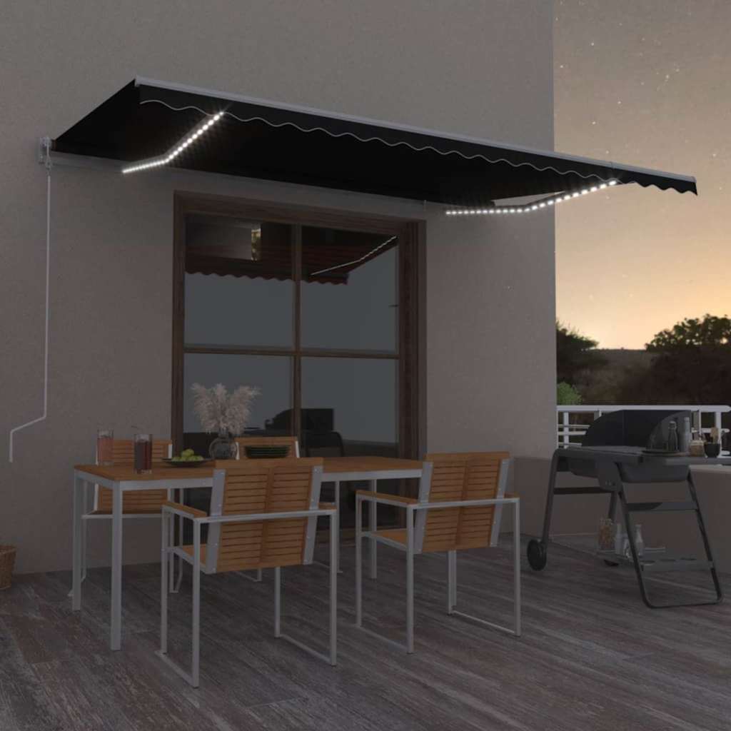 Toldo automático con LED sensor de viento antracita 400x300 cm
