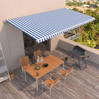 Toldo retráctil manual azul y blanco 400x300 cm