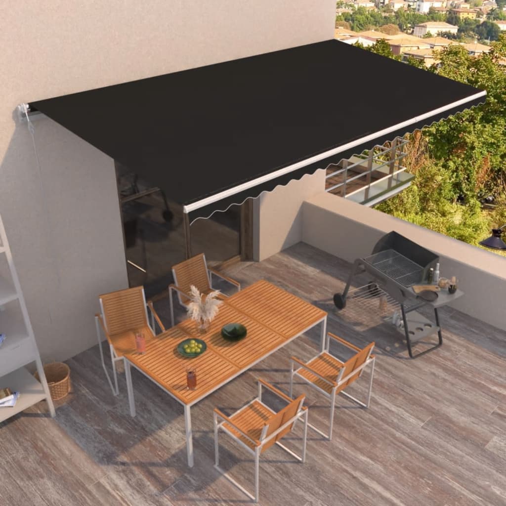 Toldo manual retráctil persiana LED crema 3,5x2,5m