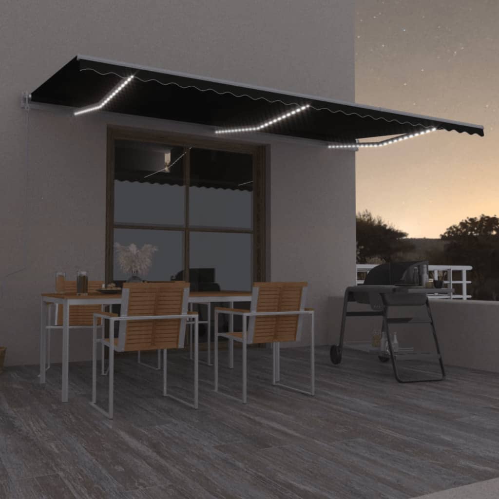 Toldo automático con LED sensor de viento antracita 400x300 cm