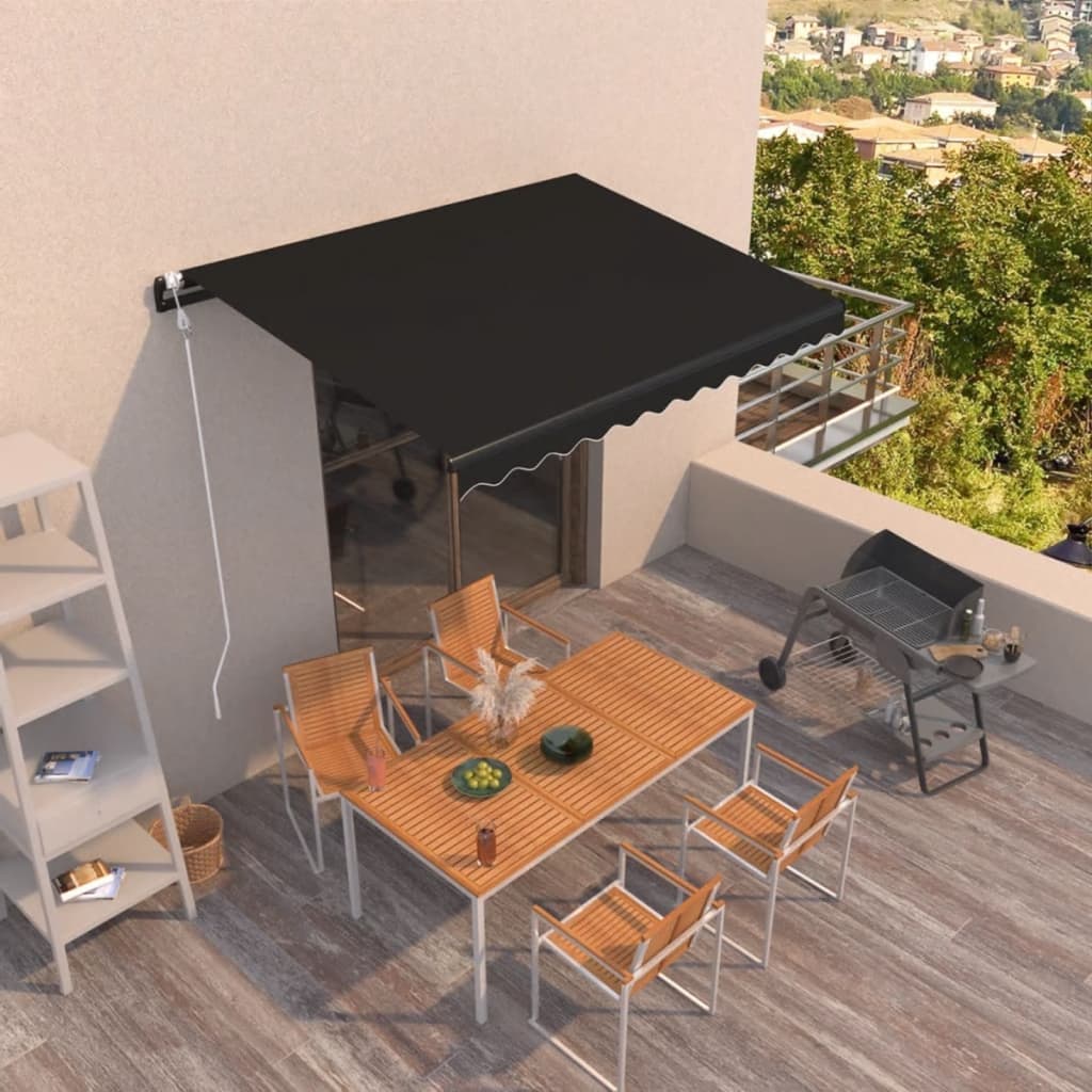 Toldo manual retráctil persiana LED crema 3,5x2,5m