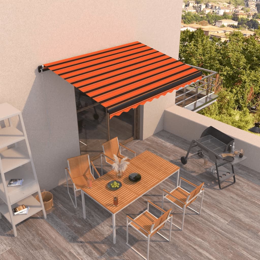Toldo manual retráctil persiana LED crema 3,5x2,5m