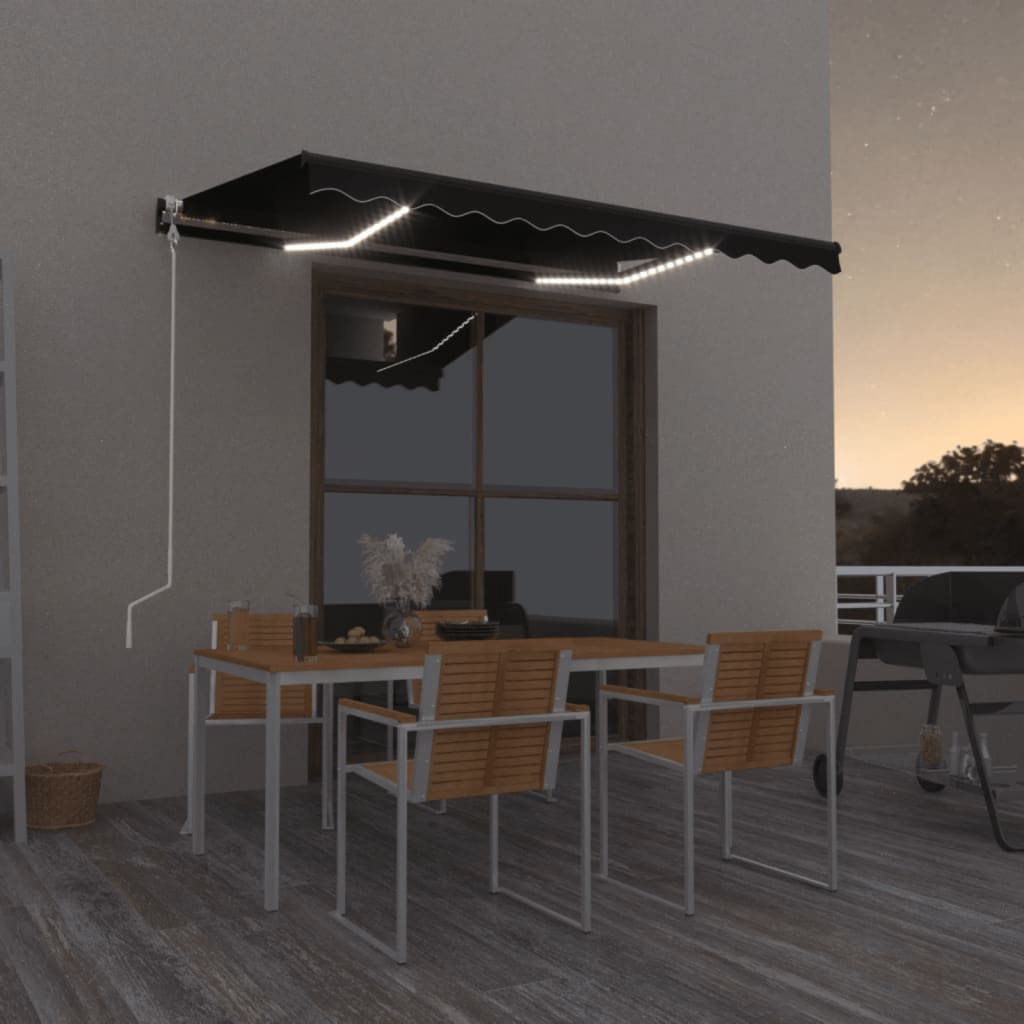 Toldo automático con LED sensor de viento antracita 400x300 cm