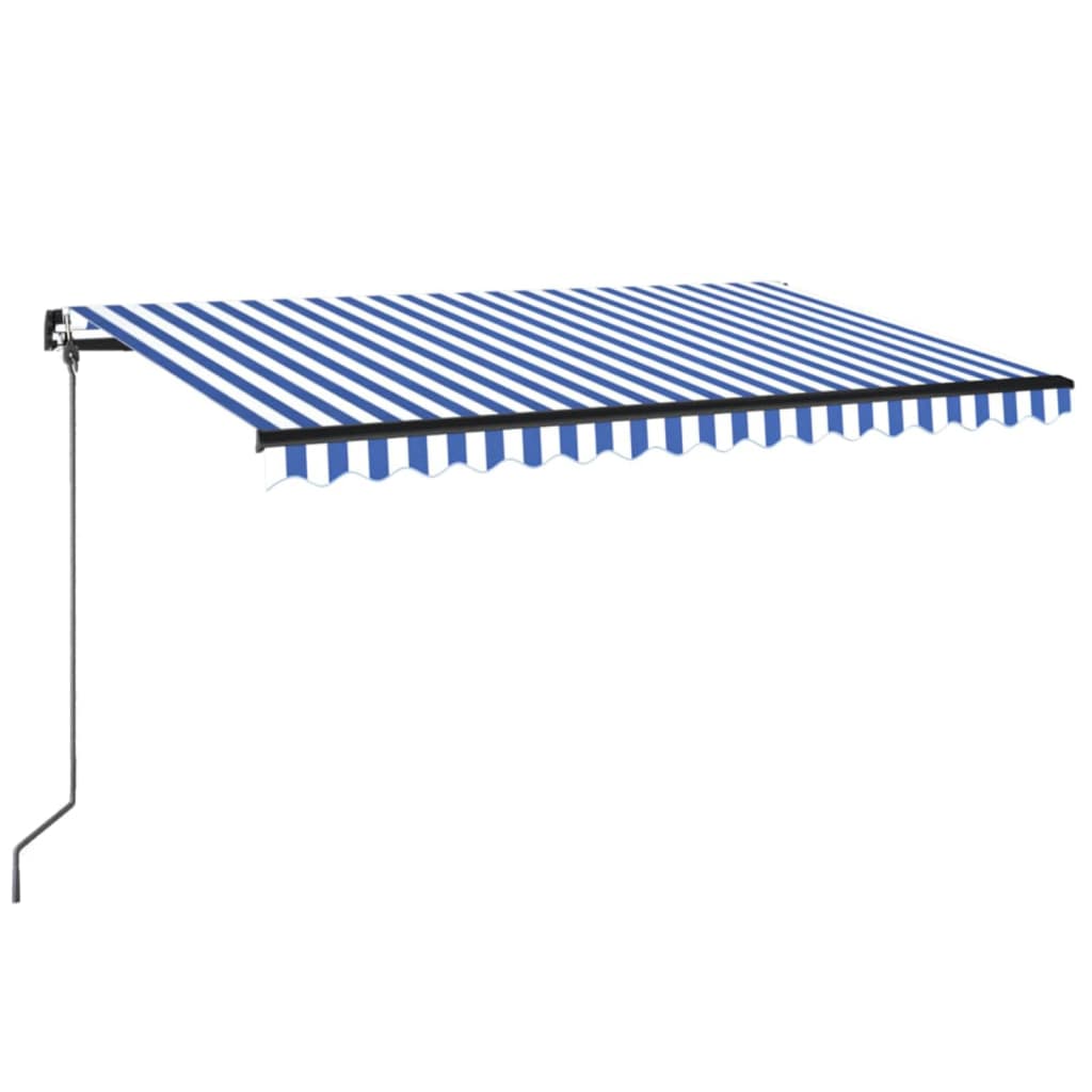Toldo retráctil manual azul y blanco 400x300 cm