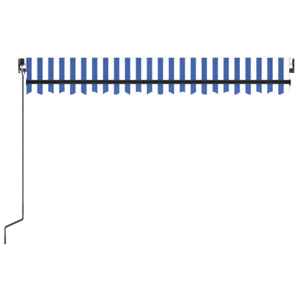 Toldo retráctil manual azul y blanco 400x300 cm