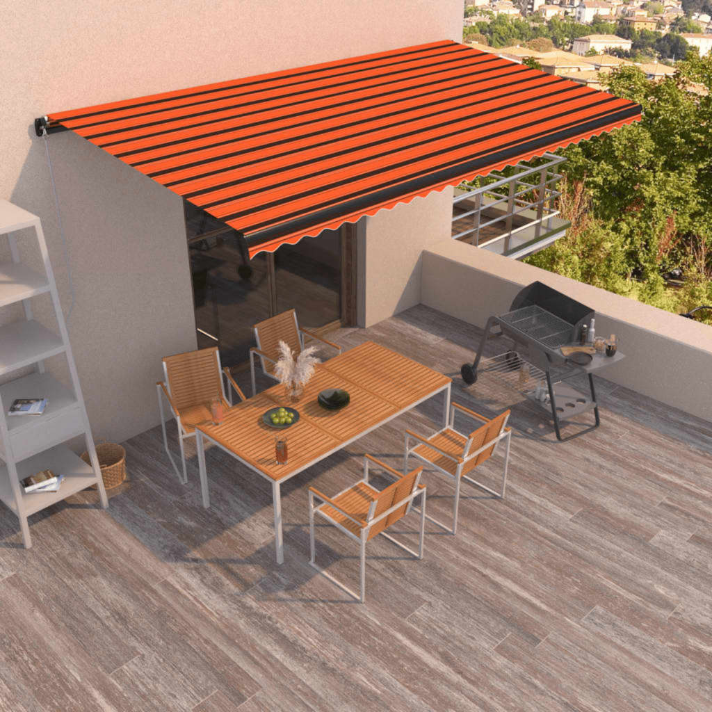 Toldo retráctil manual naranja y marrón 400x300 cm