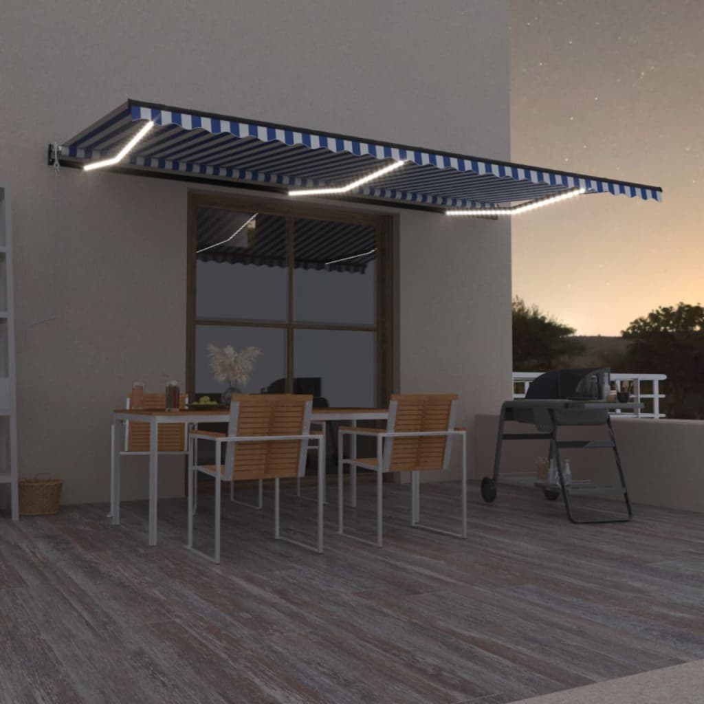 Toldo automático con LED sensor de viento antracita 400x300 cm