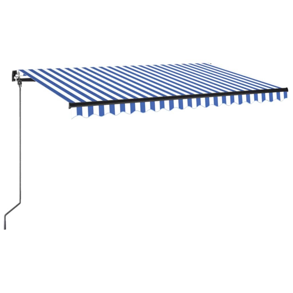 Toldo automático retráctil azul y blanco 450x350 cm