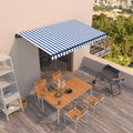 Toldo automático retráctil azul y blanco 450x350 cm