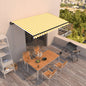 Toldo retrátil manual amarelo e branco 350x250 cm