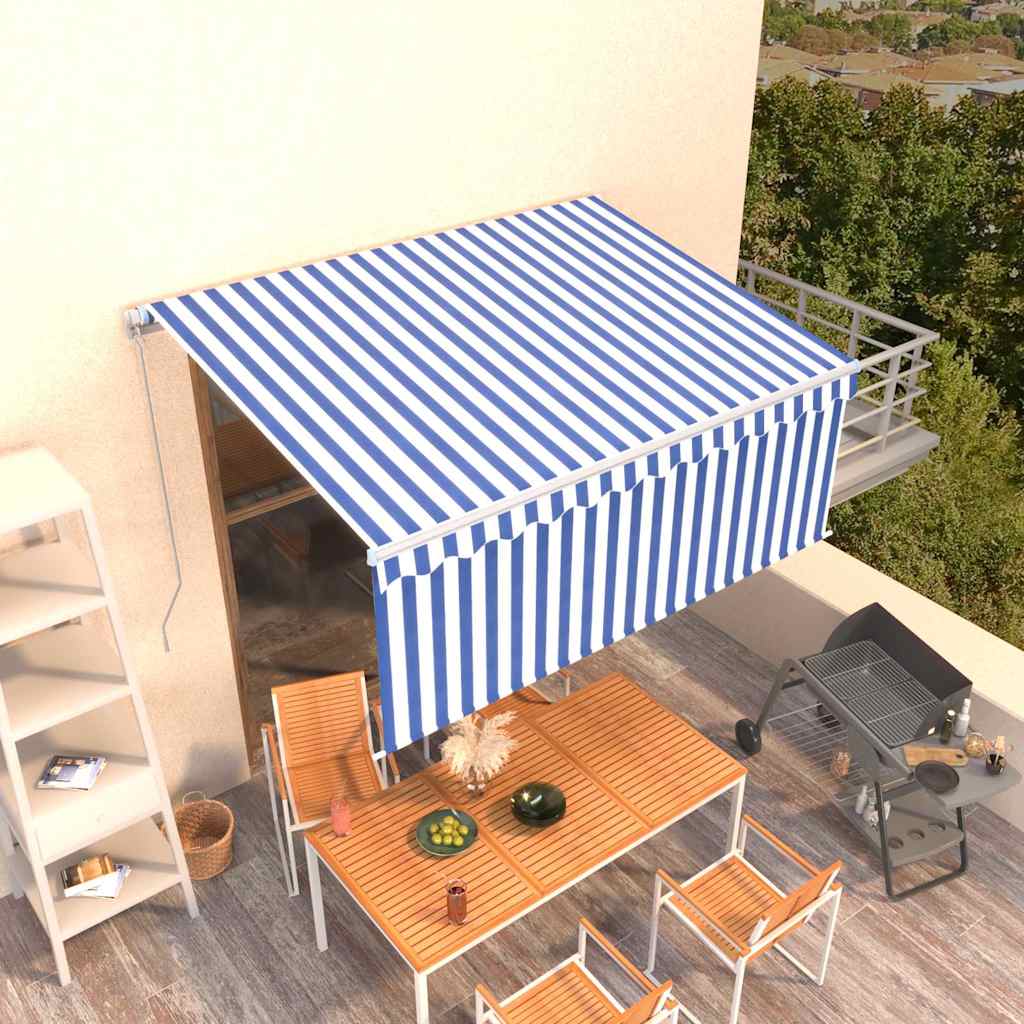 Toldo retráctil manual con persiana 4x3 m naranja y marrón
