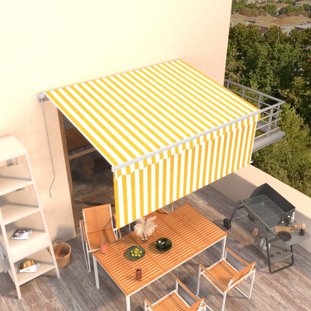 Toldo retráctil manual con persiana 4x3 m naranja y marrón