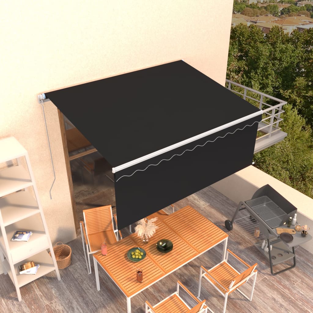 Toldo retráctil manual con persiana 4x3 m naranja y marrón
