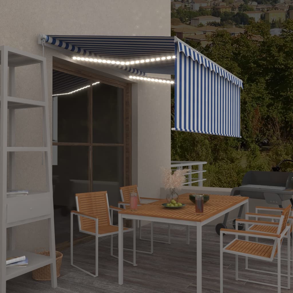 Toldo manual retráctil persiana LED crema 3,5x2,5m
