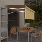 Toldo manual retráctil persiana LED crema 3,5x2,5m