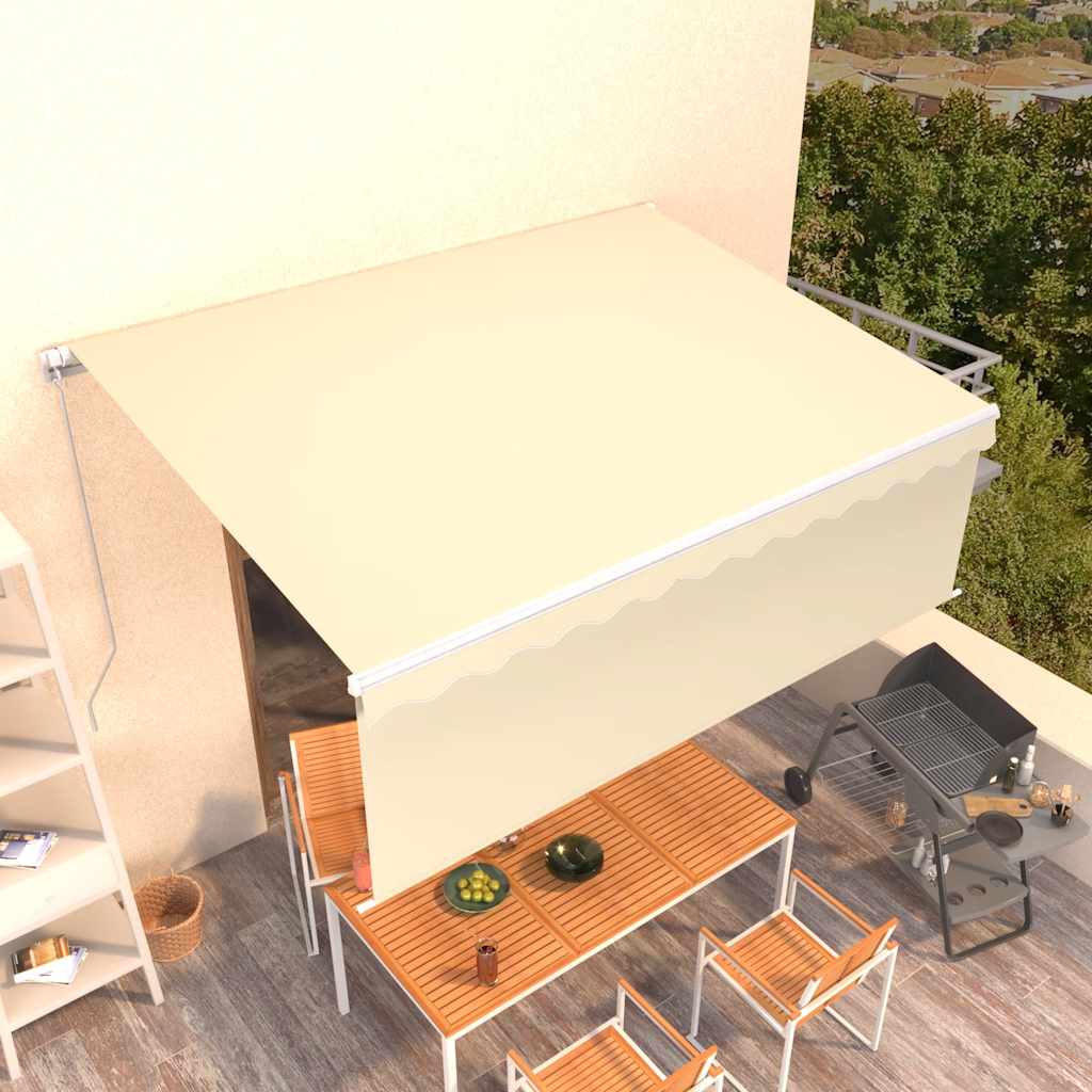Toldo retráctil manual con persiana 4x3 m naranja y marrón