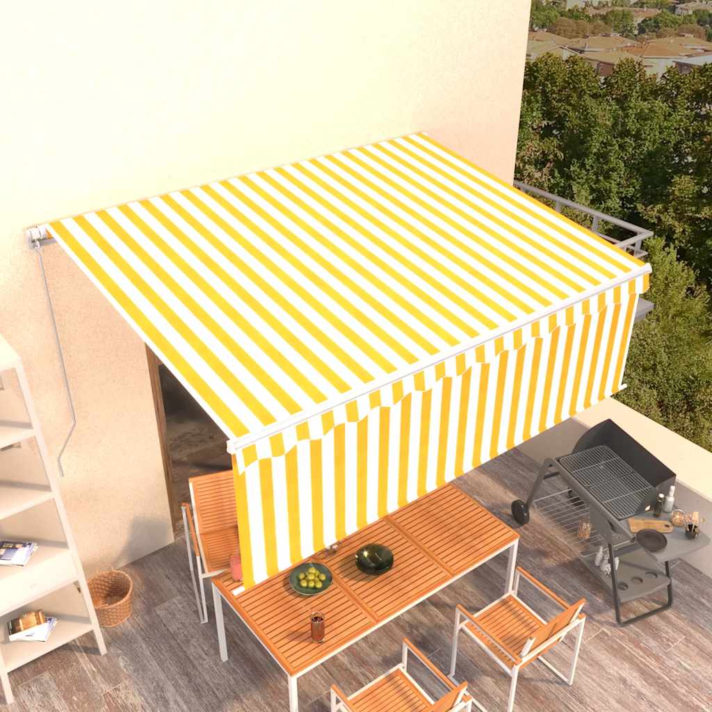 Toldo retráctil manual con persiana 4x3 m naranja y marrón