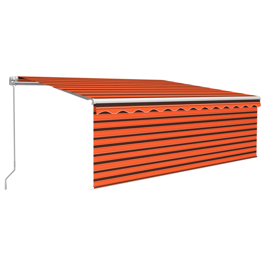 Toldo retráctil manual con persiana 4x3 m naranja y marrón