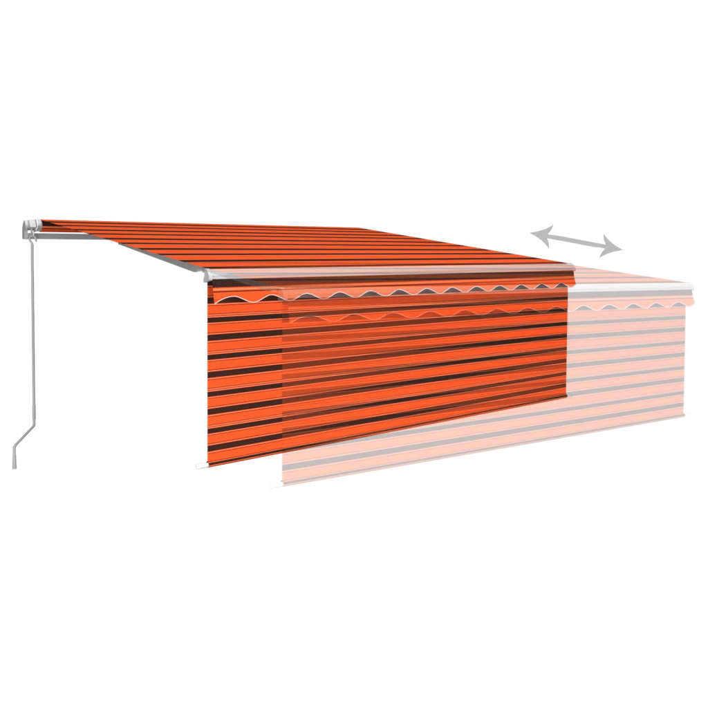 Toldo retráctil manual con persiana 4x3 m naranja y marrón