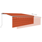 Toldo retráctil manual con persiana 4x3 m naranja y marrón