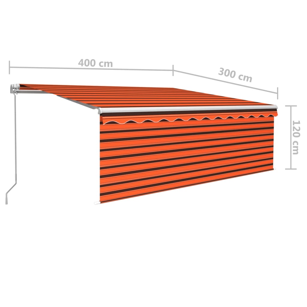 Toldo retráctil manual con persiana 4x3 m naranja y marrón