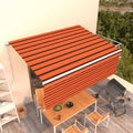 Toldo retráctil manual con persiana 4x3 m naranja y marrón