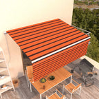 Toldo retráctil manual con persiana 4x3 m naranja y marrón