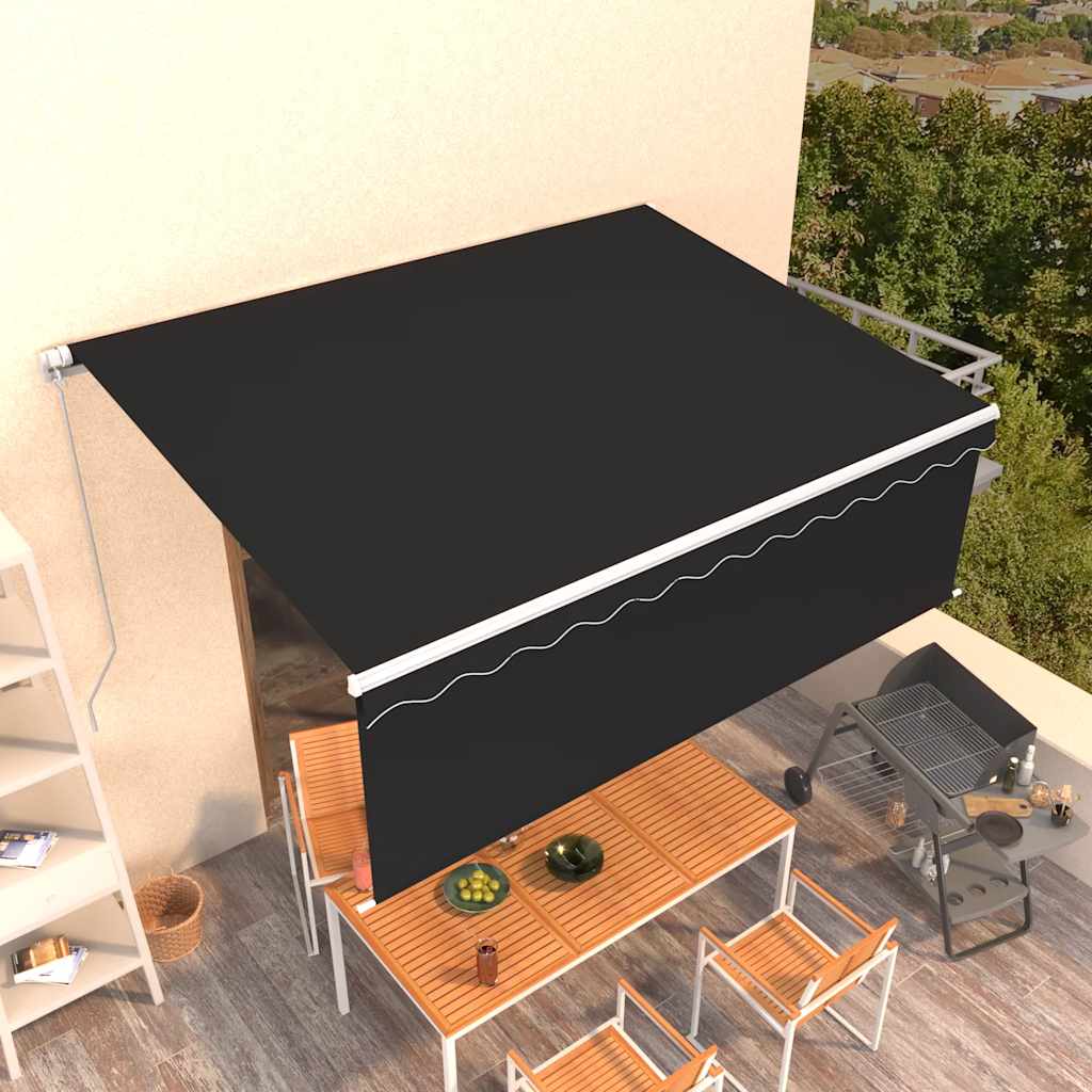 Toldo retráctil manual con persiana 4x3 m naranja y marrón