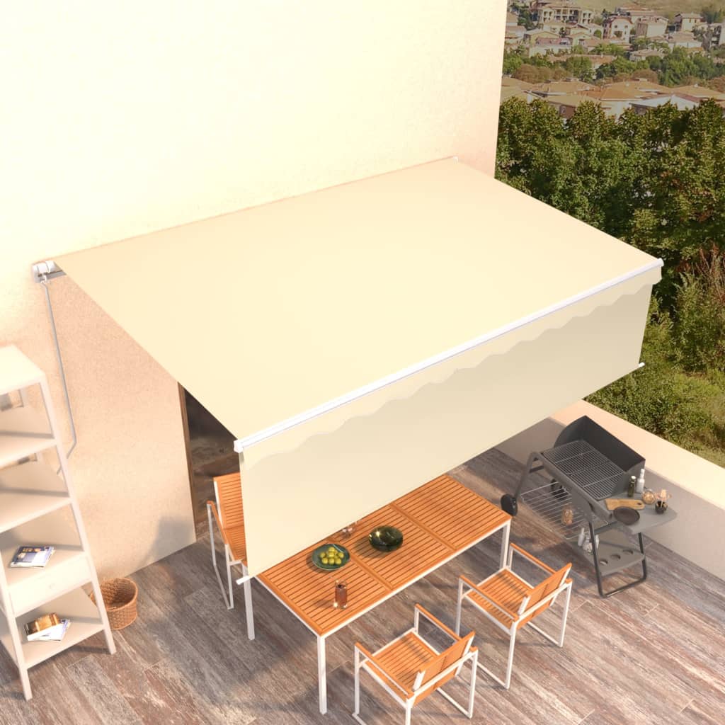 Toldo retráctil manual con persiana 4x3 m naranja y marrón