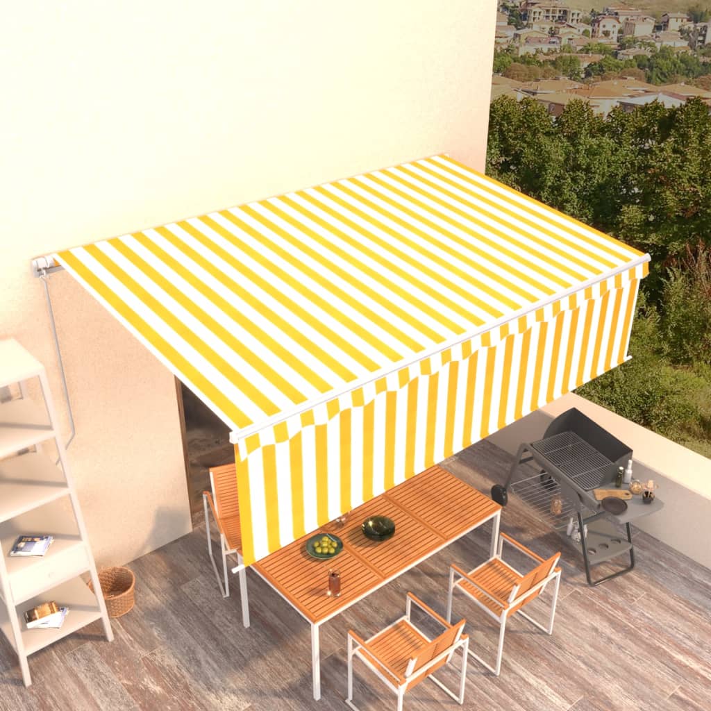 Toldo retráctil manual con persiana 4x3 m naranja y marrón