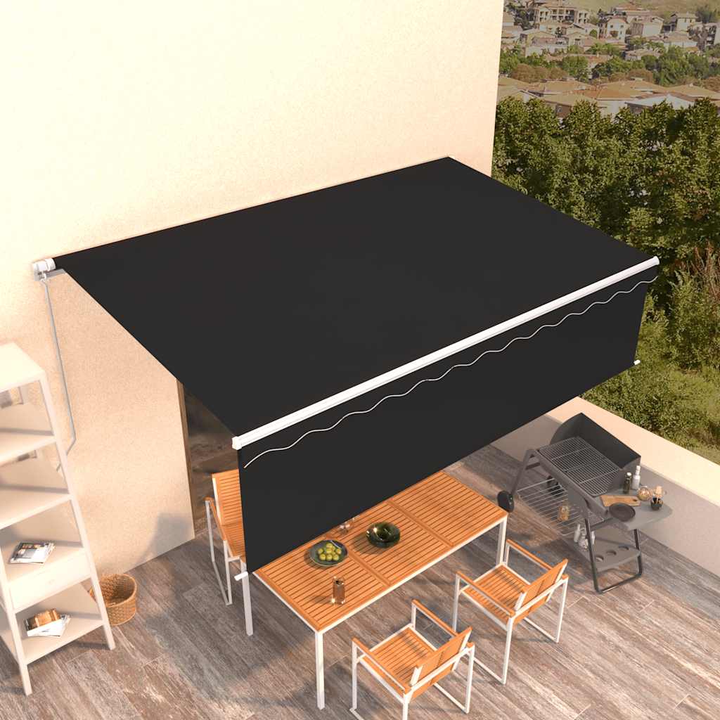 Toldo retráctil manual con persiana 4x3 m naranja y marrón