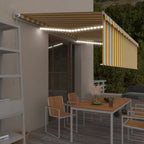Toldo manual retráctil persiana LED crema 3,5x2,5m