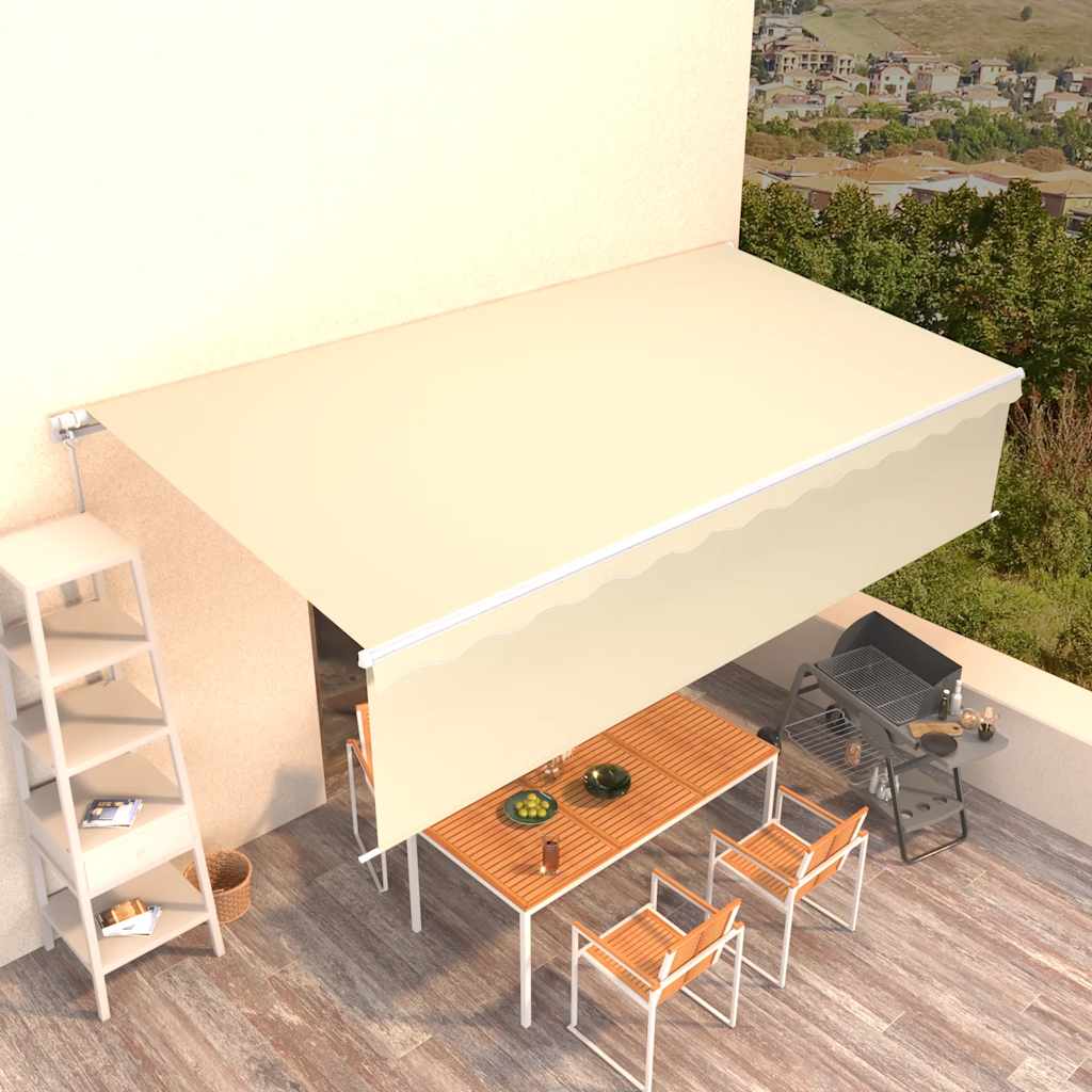 Toldo retráctil manual con persiana 4x3 m naranja y marrón