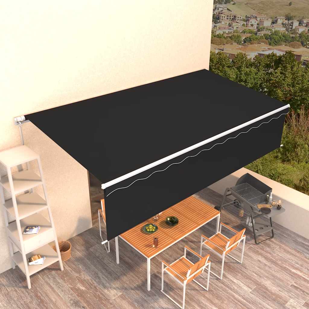 Toldo retráctil manual con persiana 4x3 m naranja y marrón