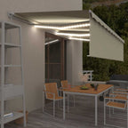 Toldo manual retráctil persiana LED crema 3,5x2,5m