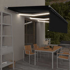 Toldo manual retráctil persiana LED crema 3,5x2,5m