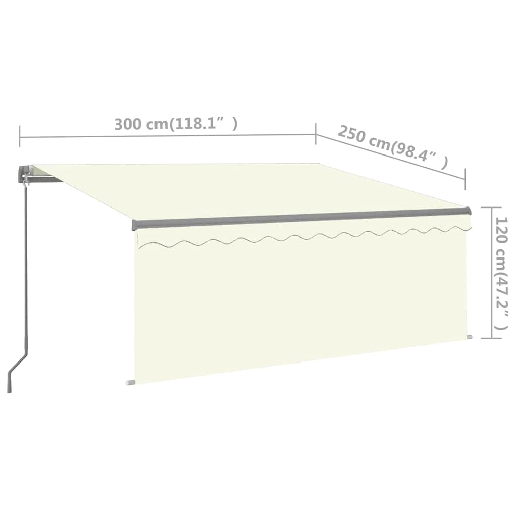 Toldo manual retráctil con persiana color crema 3x2,5m