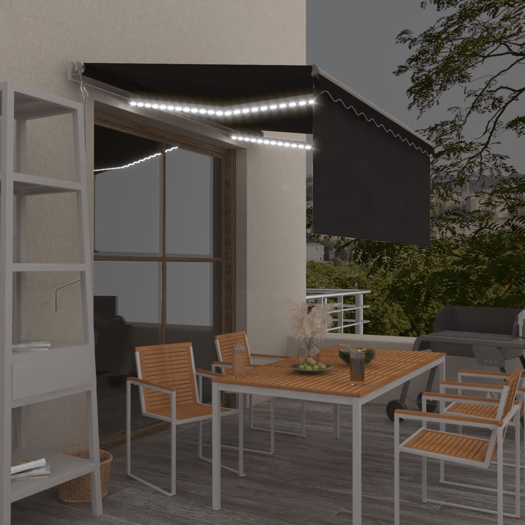 Toldo automático con LED sensor de viento antracita 400x300 cm