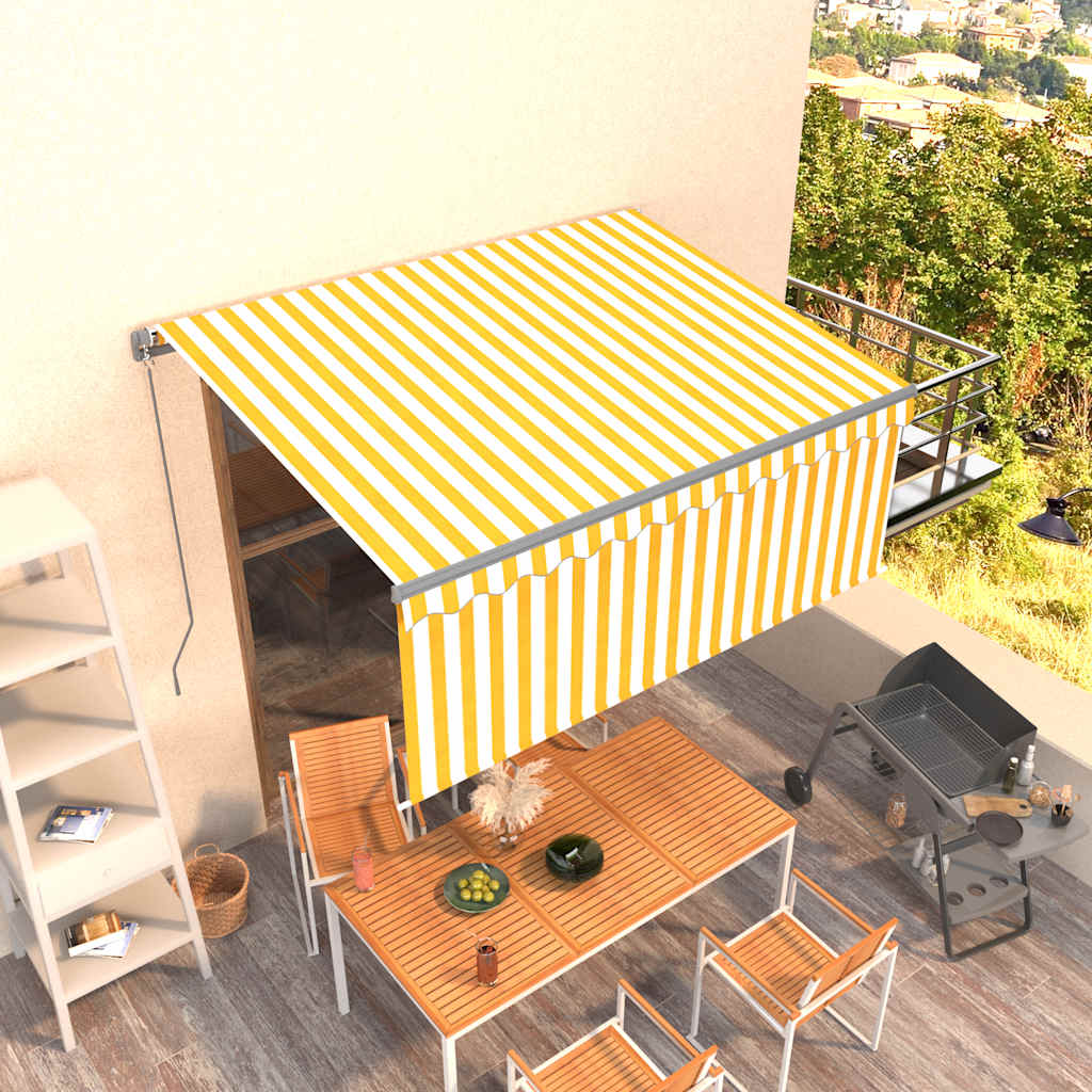 Toldo retráctil manual con persiana 4x3 m naranja y marrón