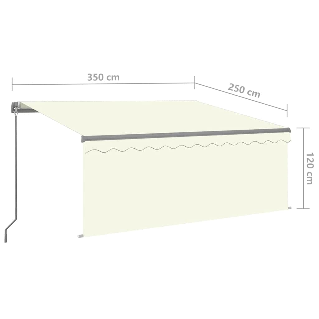 Toldo manual retráctil persiana LED crema 3,5x2,5m