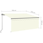 Toldo manual retráctil persiana LED crema 3,5x2,5m